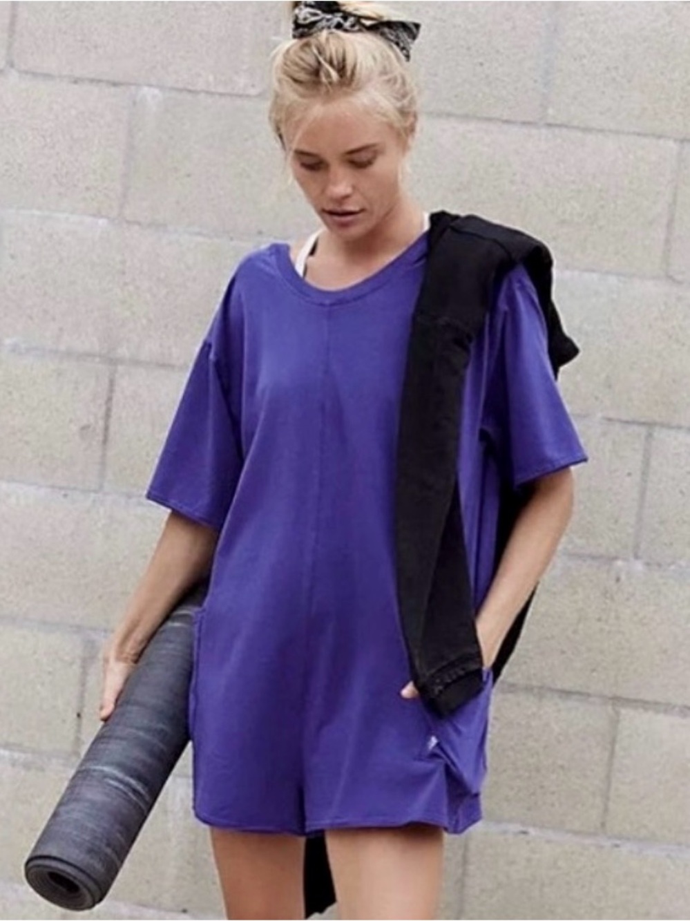 NWT Free People Movement Hot Shot Tee Romper in Dark Amethyst